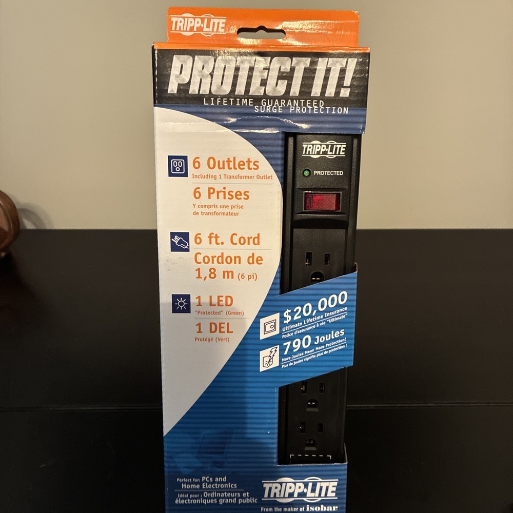 Tripp Lite TLP606B Protect It 6-Outlet Surge Protector 6ft Cord Black NEW